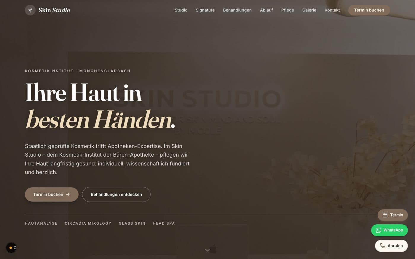 Referenz-Website: Skin Studio