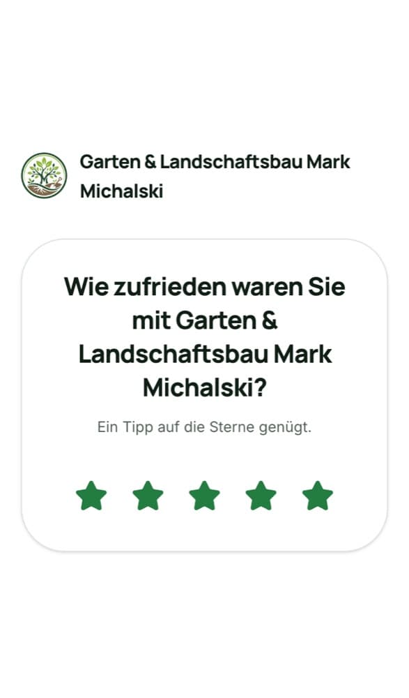 Handy-Ansicht der Website von Garten Michalski: Bewertungsseite